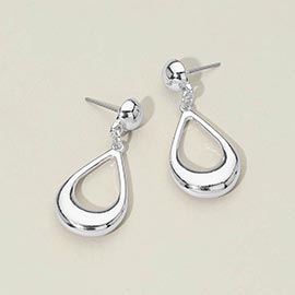 Metal Open Teardrop Dangle Earrings