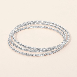 SECRET BOX_3PCS Stainless Steel Twisted Stackable Multi Layered Bangle Bracelets