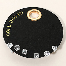 SECRET BOX_Gold Dipped 3Pairs Minimal Stud Earring Set