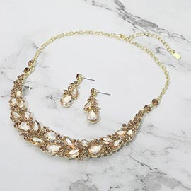 Marquise Stone Cluster Embellished Evening Necklace