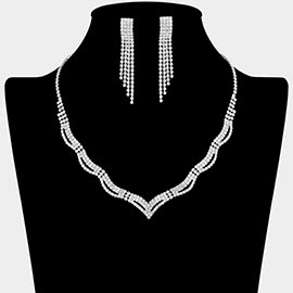 Rhinestone Paved Wavy Necklace