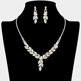 Leaf Rhinestone Paved Necklace