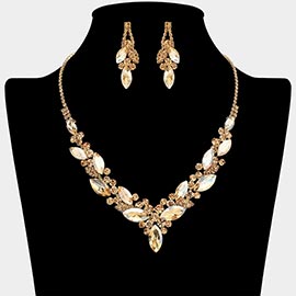 Marquise Stone Cluster Embellished Necklace