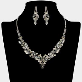 Marquise Stone Cluster Embellished Necklace