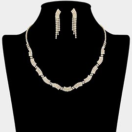 Rhinestone Paved Wave Link Necklace