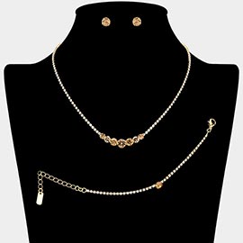 Classic Round Stone Link Rhinestone Paved Necklace