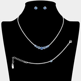 Classic Round Stone Link Rhinestone Paved Necklace