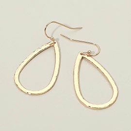 Geometric Metal Open Teardrop Drop Earrings