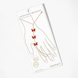 Gold Dipped Butterfly Charm Link Hand Chain Magnetic Bracelet