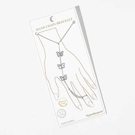 White Gold Dipped Mother of Pearl Butterfly Charm Link Hand Chain Magnetic Bracelet