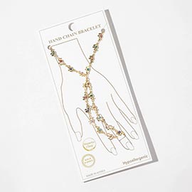 Gold Dipped Elephant Evil Eye Charm Link Hand Chain Magnetic Bracelet