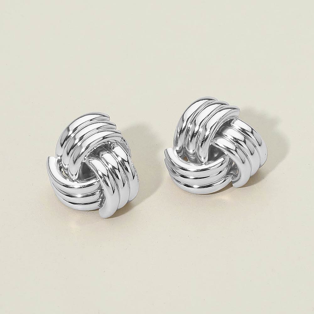 Ribbed Metal Knot Stud Earrings