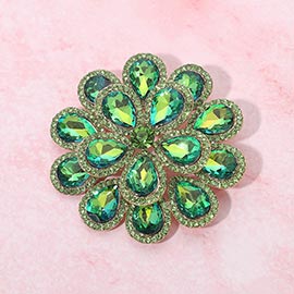 Glass Stone Flower Pin Brooch