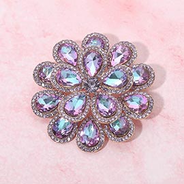 Glass Stone Flower Pin Brooch