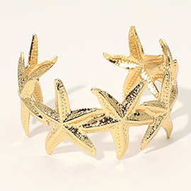 SECRET BOX_Stainless Steel Textured Starfish Link Cuff Bracelet