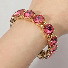 Round Stone Cluster Beaded Stretch Evening Bracelet