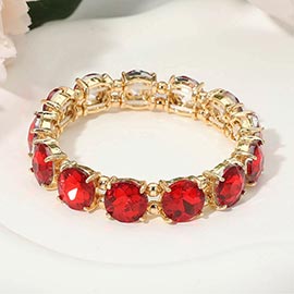 Round Stone Cluster Beaded Stretch Evening Bracelet