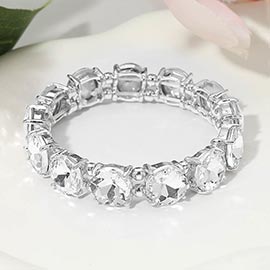 Round Stone Cluster Beaded Stretch Evening Bracelet