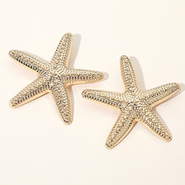 SECRET BOX_Bold Textured Metal Starfish Statement Earrings