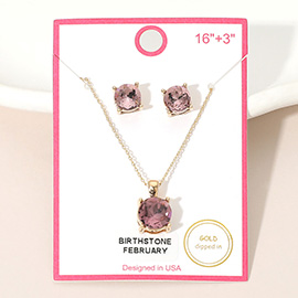 FEBRUARY - Gold Dipped Birthstone Pendant Necklace