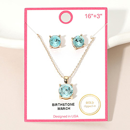 MARCH - Gold Dipped Birthstone Pendant Necklace