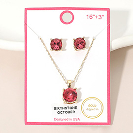 OCTOBER - Gold Dipped Birthstone Pendant Necklace