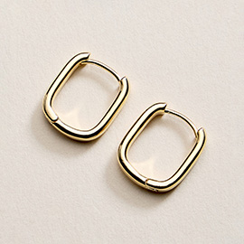 18K Gold Filled Minimal Rectangular Huggie Hoop Earrings