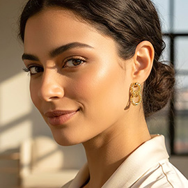 18K Gold Filled Textured Double Link Drop Earrings