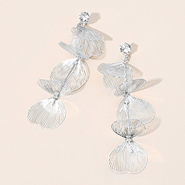 Multi Layered Sculpted Cutout Petal Drop Earrings