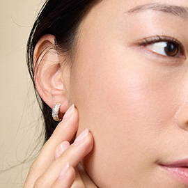 18K Gold Filled CZ Pave Huggie Hoop Earrings