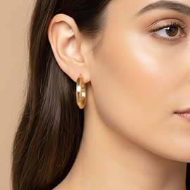 18K Gold Filled Textured Pin Catch Hoop Earrings