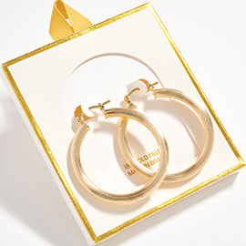 18K Gold Filled Textured Pin Catch Hoop Earrings