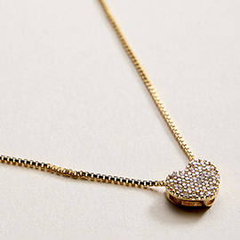 18K Gold Filled CZ Stone Paved Heart Pendant Necklace
