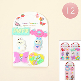 12 SET OF 6 - Kids Cute Monster Bunny Theme Shoe Deco Charms