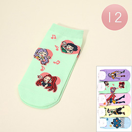 12Pairs - Kpop Demon Hunters HUNTRIX Character Printed Ankle Socks