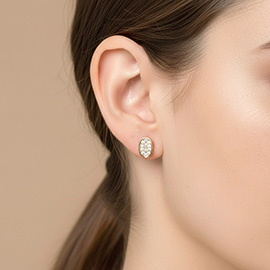 18K Gold Filled CZ Pave Mini Oval Stud Earrings