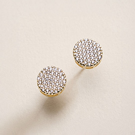 18K Gold Filled CZ Pave Round Stud Earrings