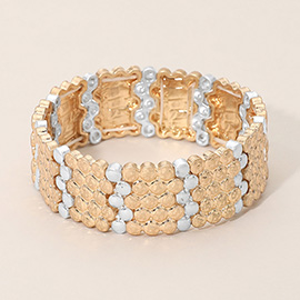 Bold Textured Metal Stretch Bracelet
