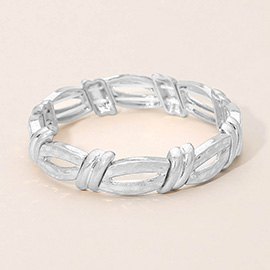 Brushed Metal Open Link Stretch Bracelet