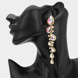 Bold Teardrop Stone Cluster Embellished Drop Evening Earrings