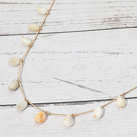 Marbled Resin Beads Drop Station Necklace