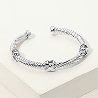 Crisscross Accent Twisted Cable Cuff Bracelet