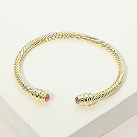 CZ Stone Tip Twisted Cable Cuff Bracelet