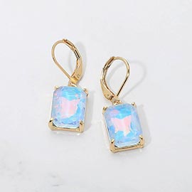 Rectangular Glass Stone Drop Dangle Earrings