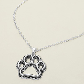 Antique Metal Open Paw Pendant Necklace