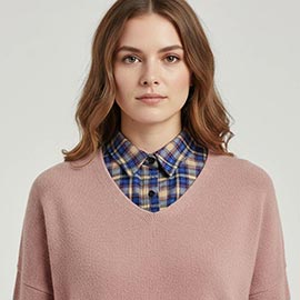 Plaid Detachable Shirt Collar