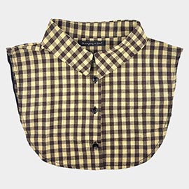 Gingham Checkered Detachable Shirt Collar