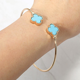 Enamel Quatrefoil Tip Cuff Bracelet