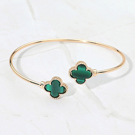 Enamel Quatrefoil Tip Cuff Bracelet