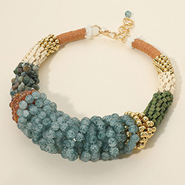 Bold Textured Bead Cluster Beaded Statement Necklace